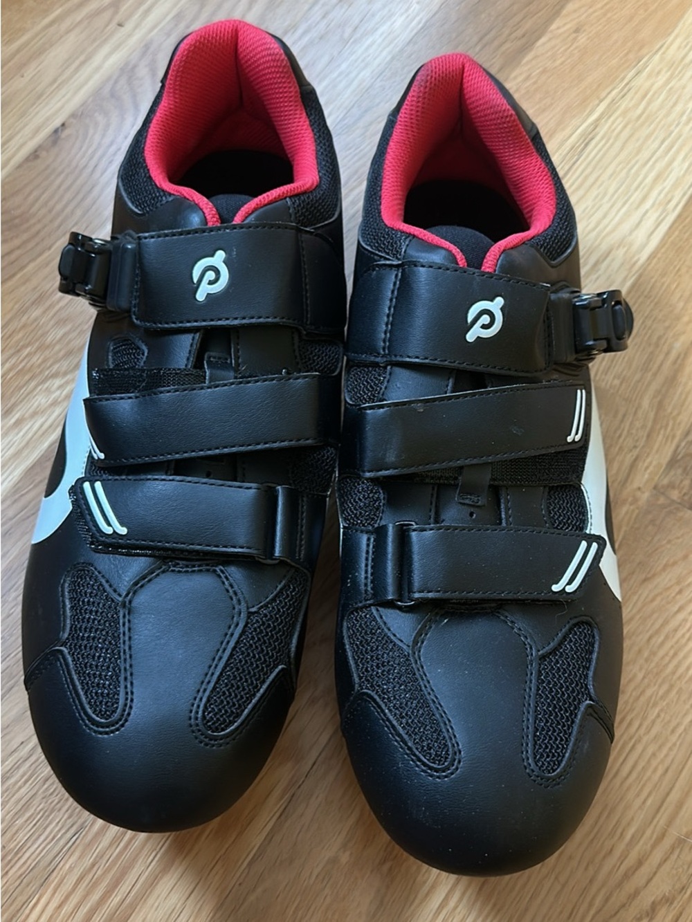 Peloton Black Cycling Shoes with Red Lining
